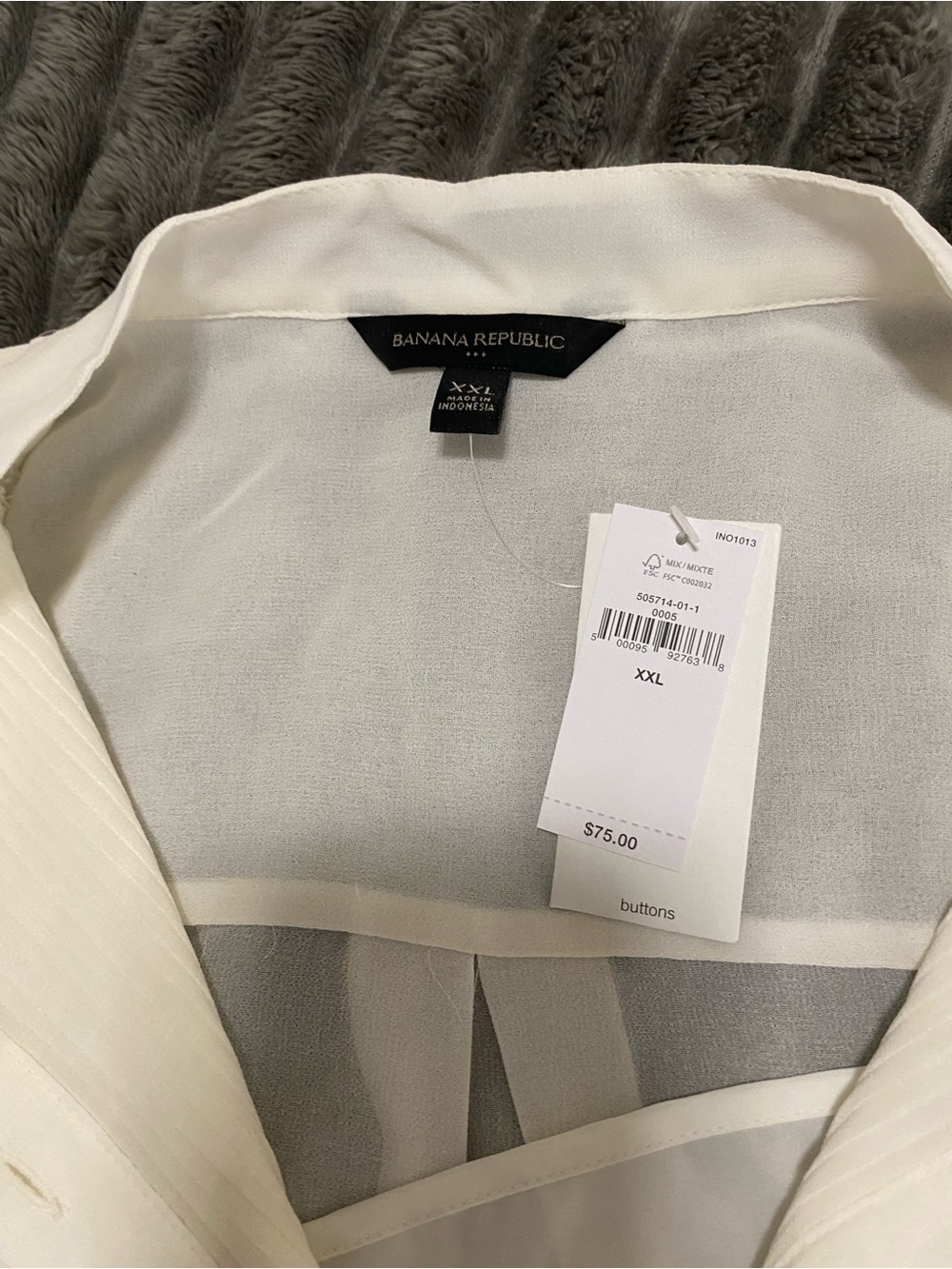 Banana Republic Sheer Ivory Long-Sleeve Button-Down Shirt - Picture 2 of 3